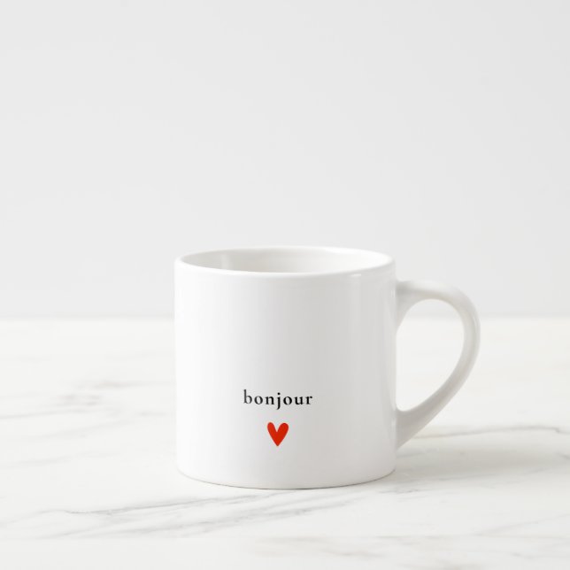 Tasse Expresso Bonjour minimaliste et moderne (Droite)