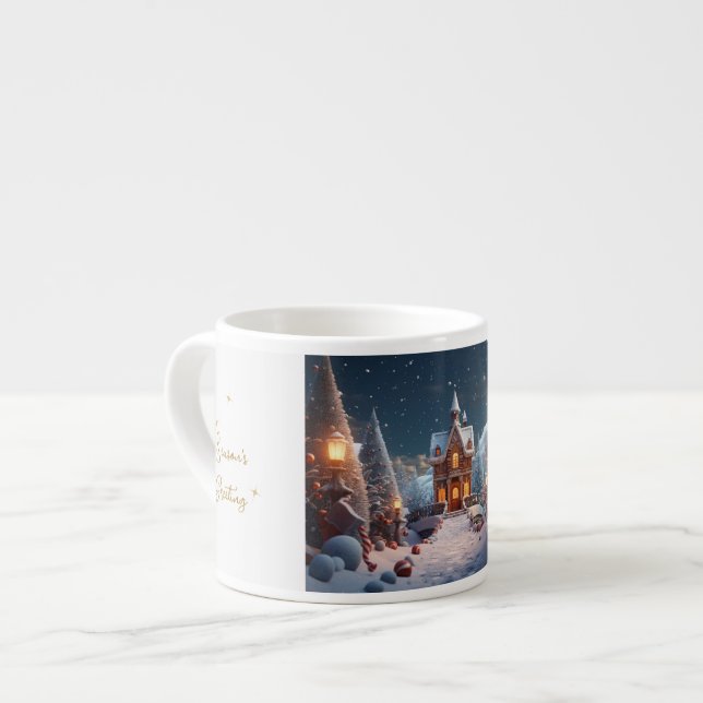 Tasse Expresso Bonnes Fêtes Maison de pain d'épices Noël (Devant gauche)