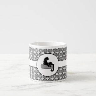 Tasse Expresso Boss Lady Chat noir et fleurs Motifs