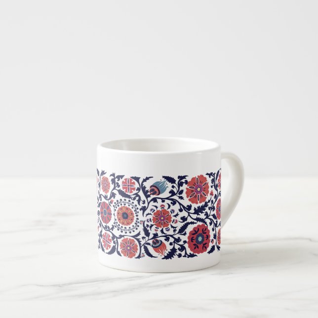 Tasse Expresso Botanique ethnique ouzbek Suzani motif traditionne (Devant droit)