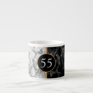 Tasse Expresso Boug d'anniversaire Marbre noir blanc - Votre âge