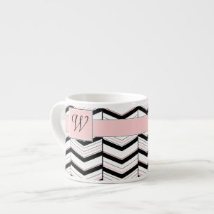 Tasse Expresso Bouge de spécialités Black White et Blush Chevron