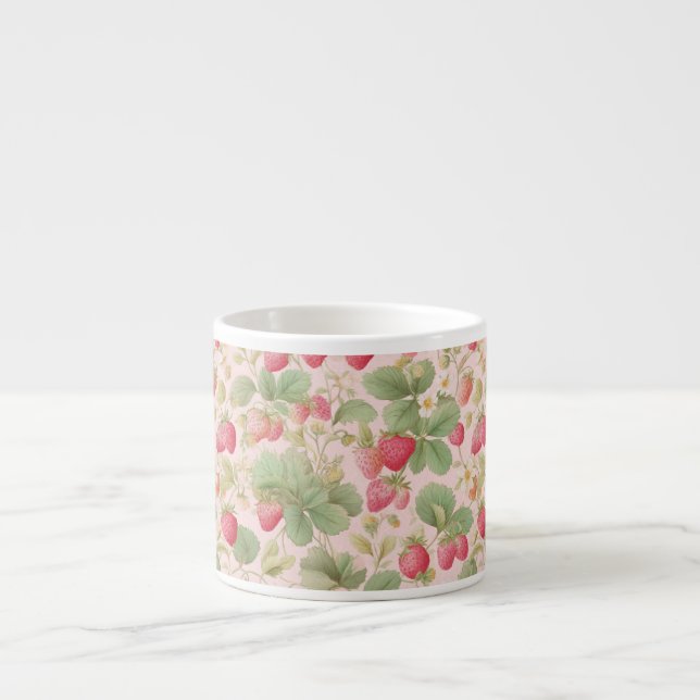 Tasse Expresso Boulet d'aquarelle mignonne aux fraises (Devant)