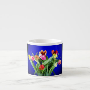 Tasse Expresso Bouquet de tulipes en bleu