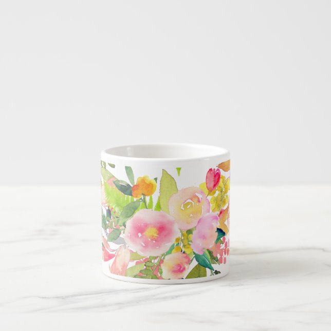 Tasse Expresso Bouquet PixDezines Floral Aquarelle/Printemps (Devant)