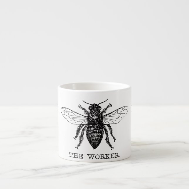 Tasse Expresso Bourdon noir ouvrier abeille miel (Devant)