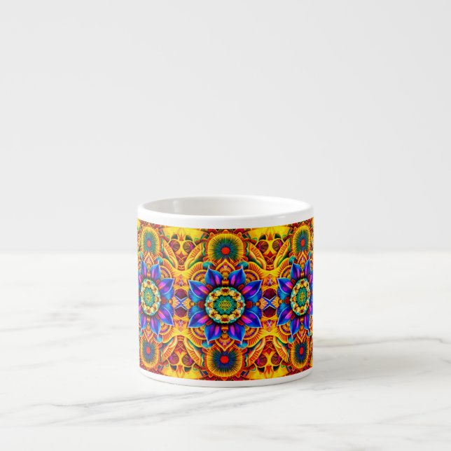 Tasse Expresso Bouteille d'eau Mandala Bleu (Devant)