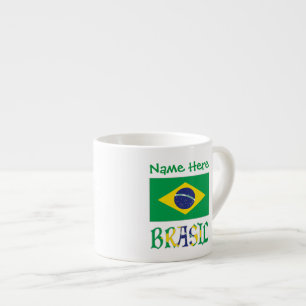 Tasse Expresso Brésil Drapeau Brésil Nom Personnalisé