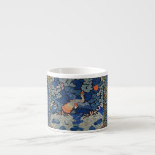 Tasse Expresso Broderie chinoise bleu d'oiseau Vintage