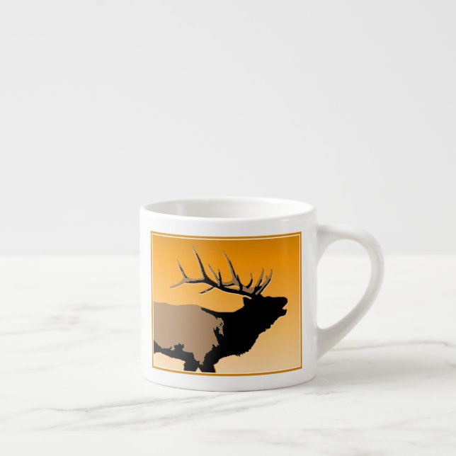 Tasse Expresso Brouillonnant Bull Elk au coucher du soleil Art or (Droite)