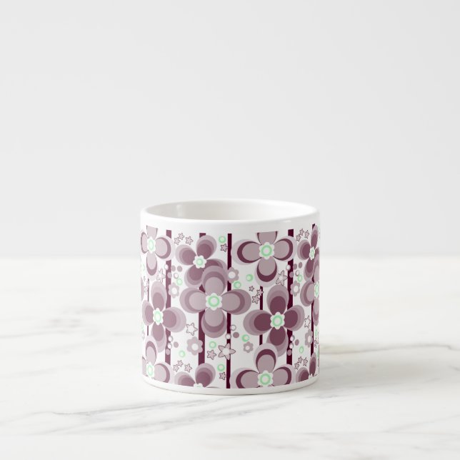 Tasse Expresso brown and white floral pattern (Devant)