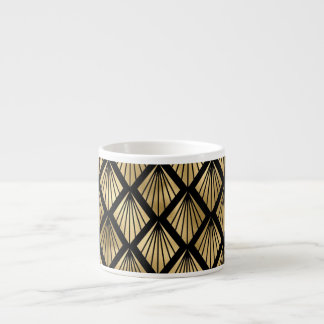 Tasse Expresso Brown foncé et or Art déco motif