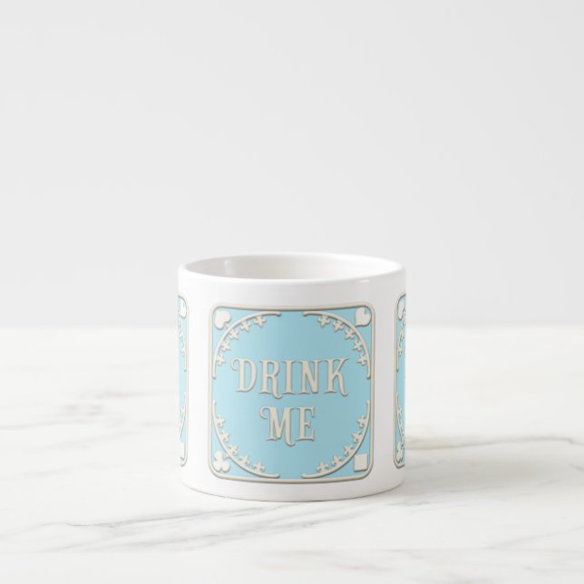 Tasse Expresso "Buvez-moi" Wonderland Tea Party Pastel Blue Emble (Devant)