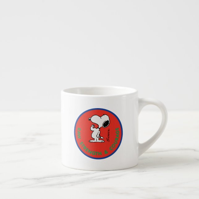 Tasse Expresso cacahuètes | Snoopy Raw Force & Courage Badge (Droite)