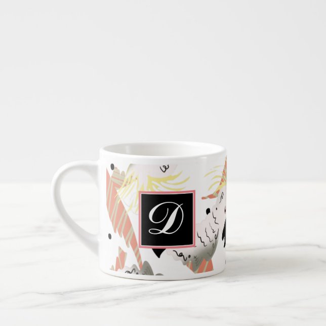 Tasse Expresso Cacatoès mignon avec cœurs et verdure tropicale (Gauche)