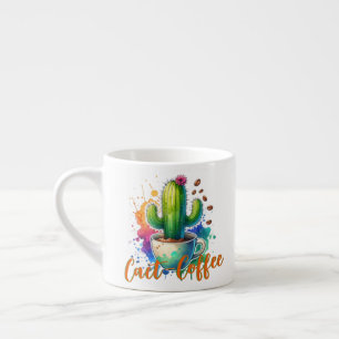 Tasse Expresso Cactus à l'aquarelle qui aime le café