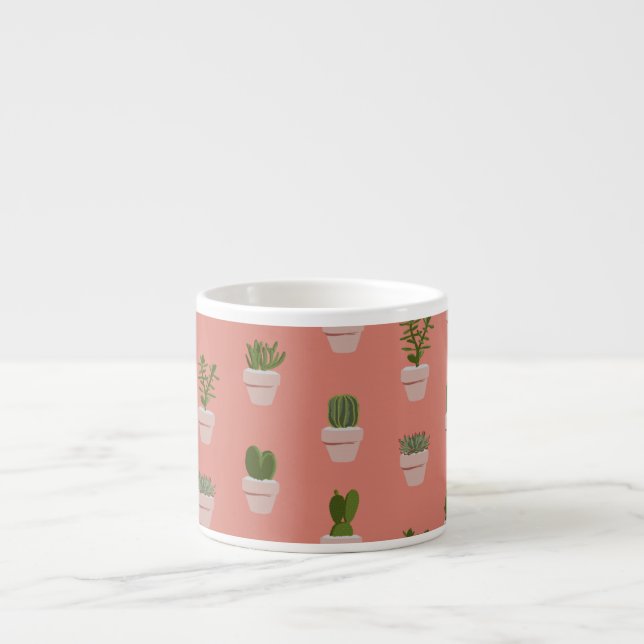 Tasse Expresso Cactus et Succulent - rose (Devant)
