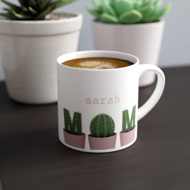 Tasse Expresso Cactus Maman Plante Parent Espresso Cup (Cute little espresso cup for the Cactus Mom in your life. Just add their name (or yours))