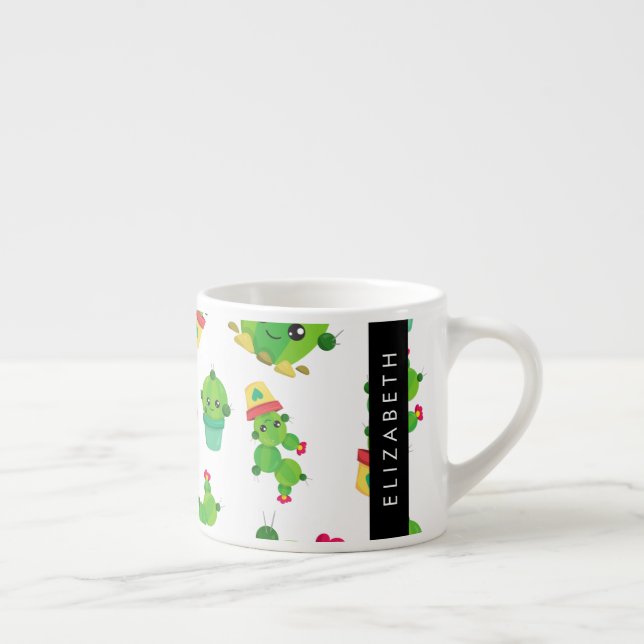 Tasse Expresso Cactus mignons, Cactus Motif, Succulent, Votre Nom (Droite)