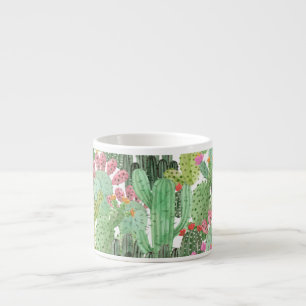 Tasse Expresso Cactus peint à la main : Vert désert