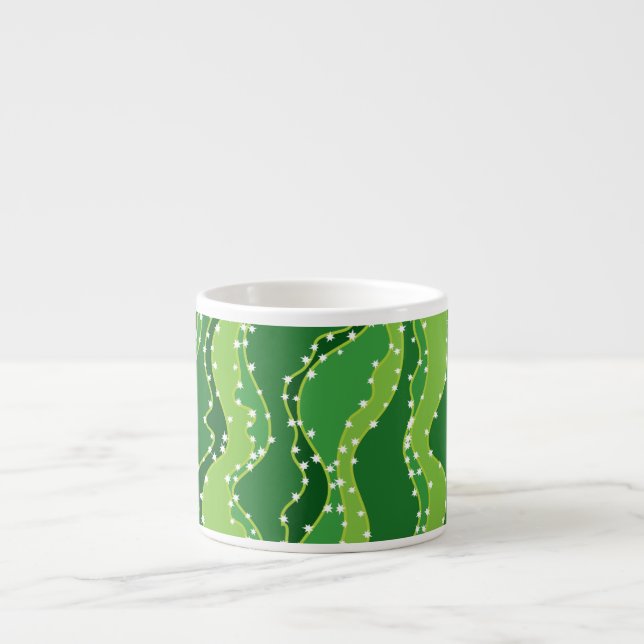 Tasse Expresso Cactus vert : motif abstrait naturel. (Devant)