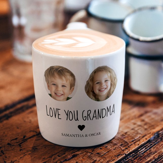 Tasse Expresso Cadeau de grand-mère personnalisé | Visage de gran (Créateur téléchargé)