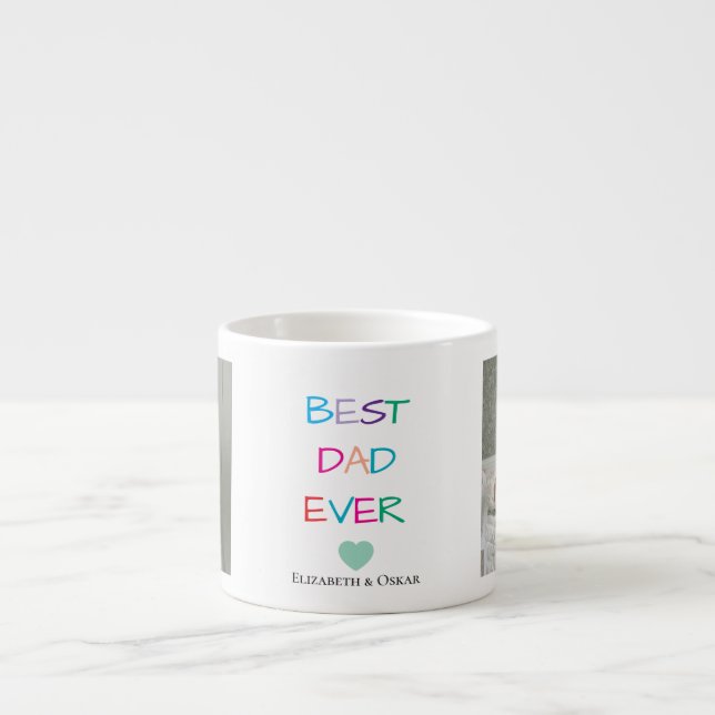 Tasse Expresso Cadeau de la fête du père avec les noms des enfant (Devant)