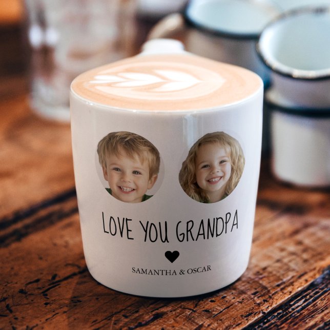 Tasse Expresso Cadeau grand-père personnalisé | Visage de grand-e (Créateur téléchargé)