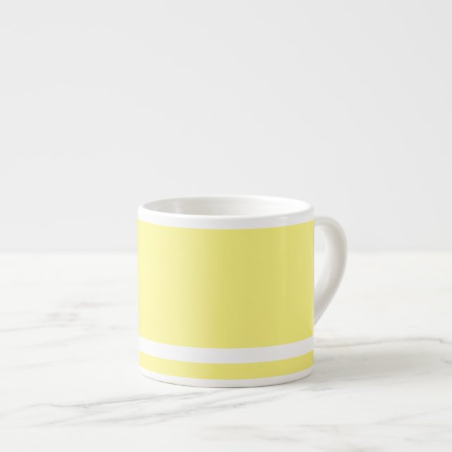 Tasse Expresso Café Forte Jaune Avec Bande Blanche (Devant droit)