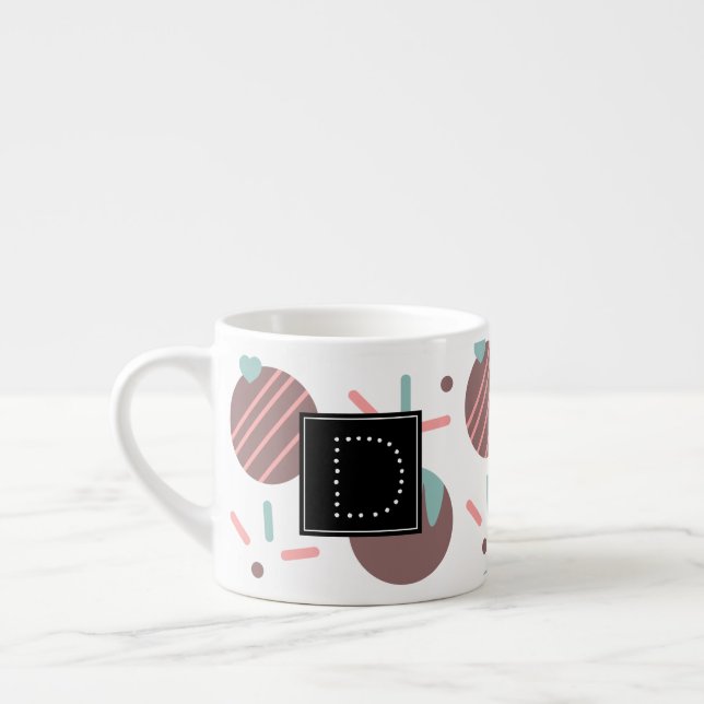 Tasse Expresso Cakepop arrose le coeur Confetti Motif Monogramme (Gauche)