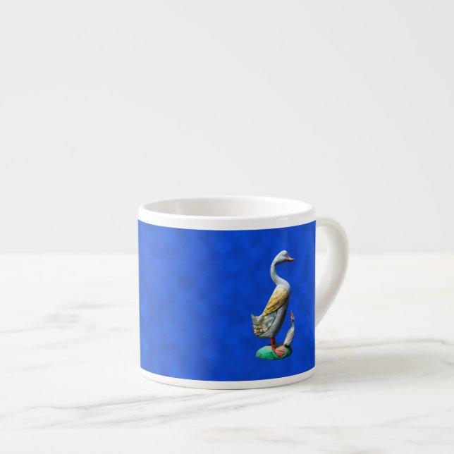 Tasse Expresso Canard en bois patiné (Devant droit)