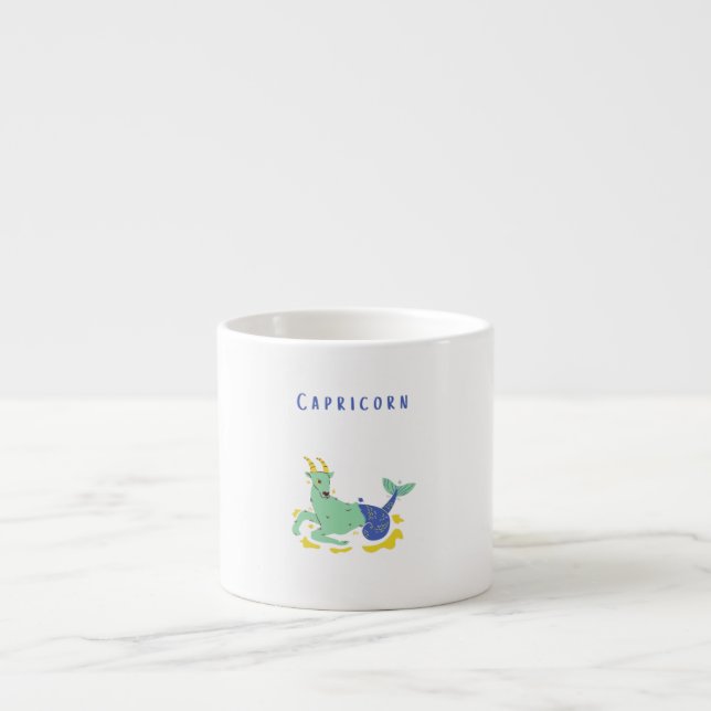Tasse Expresso Capricorne rose, zodiaque, impression d'étoiles (Devant)