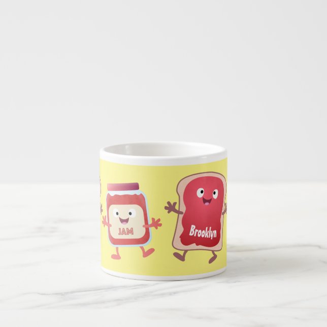 Tasse Expresso Caractères de dessins animés sur le pain et la con (Devant)