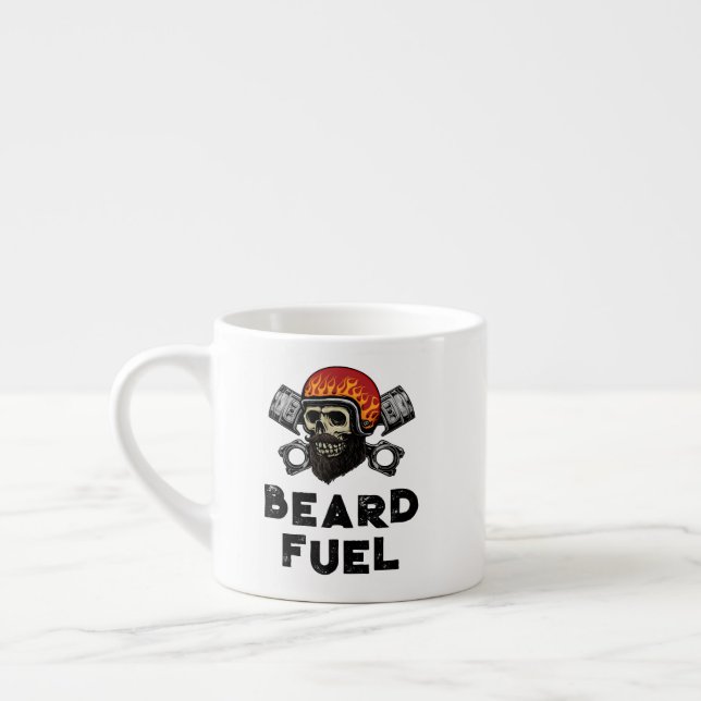 Tasse Expresso CARBURANT Drôle Drôle Crâne homme et flammes Joke  (Gauche)
