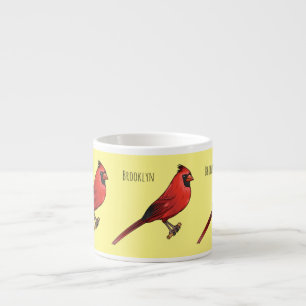 Tasse Expresso Cardinal du Nord dessin animé d'oiseau