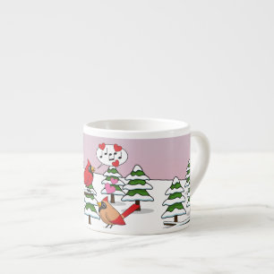 Tasse Expresso Cardinaux du Nord Rouge mignonne Amour Paysage hiv