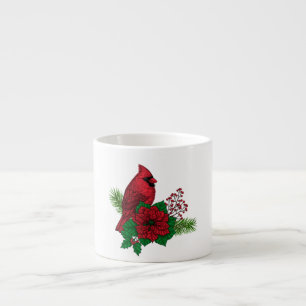 Tasse Expresso Cardinaux rouges sur décoration de Noël