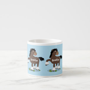 Tasse Expresso Caricature de cheval de trait de Cute Clydesdale