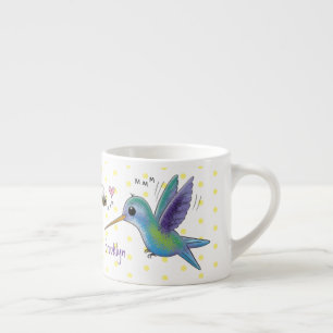Tasse Expresso Caricature de colibri d'abeille mignonne