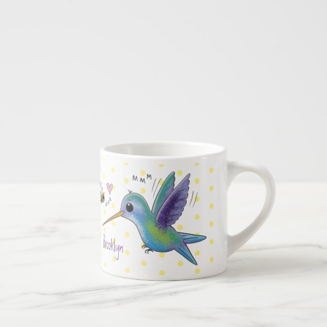 Tasse Expresso Caricature de colibri d'abeille mignonne (Droite)