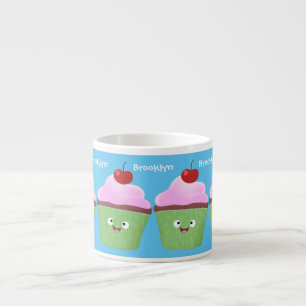 Tasse Expresso Caricature de cupcake joyeux