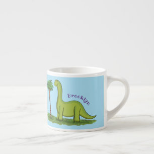 Tasse Expresso Caricature de dinosaure de brontosaurus vert migno