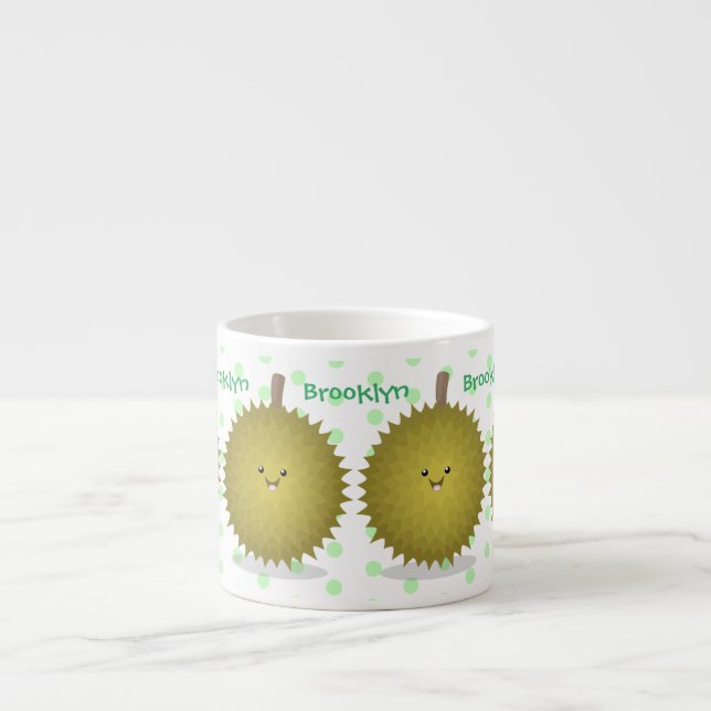 Tasse Expresso Caricature de durian joyeux (Devant)