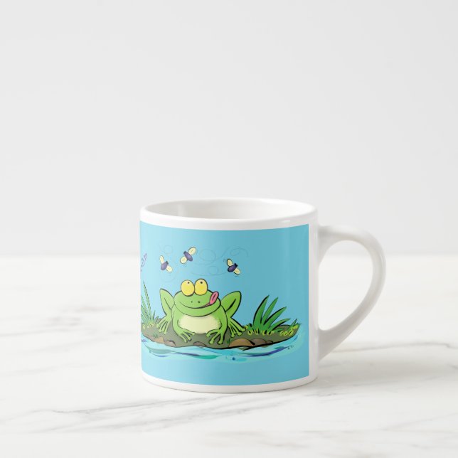 Tasse Expresso Caricature de grenouille vert mignon (Droite)