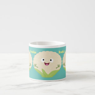 Tasse Expresso Caricature de légume de chou-fleur joyeux