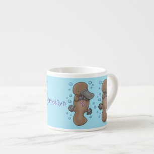 Tasse Expresso Caricature de platypus bébé très heureuse