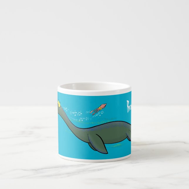 Tasse Expresso Caricature de plesiosaure, monstre marin mignon et (Devant)