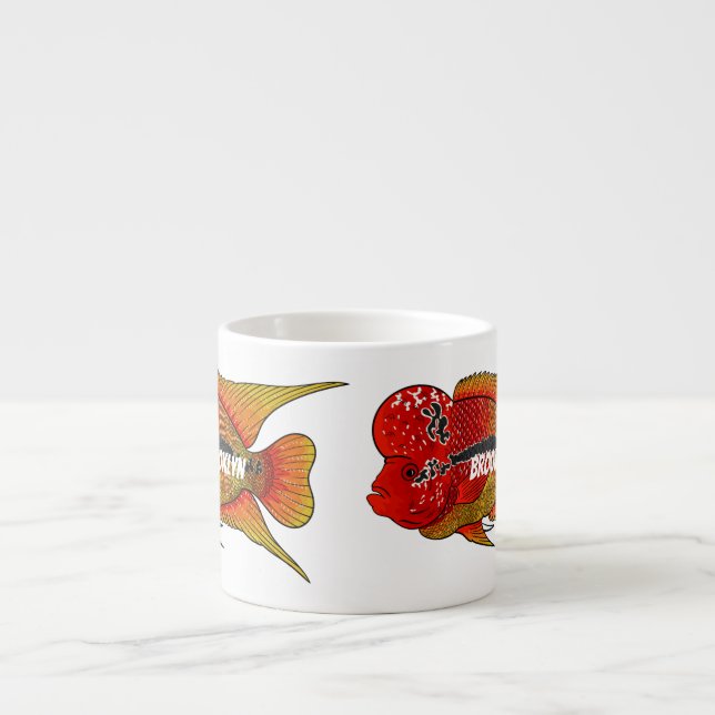Tasse Expresso Caricature de poisson cichlide à fleur (Devant)