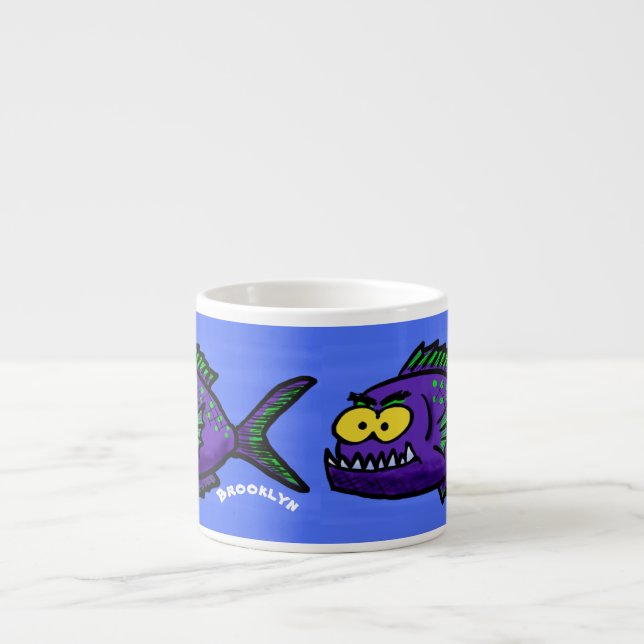 Tasse Expresso Caricature de poisson de Piranha (Devant)