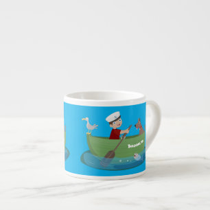 Tasse Expresso Caricature de voilier et de canot à rames garçon m